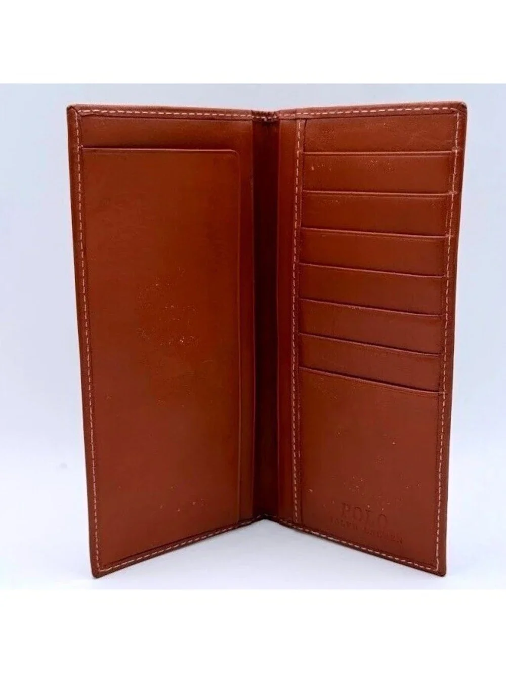 Polo Ralph Lauren Brown Leather Long Bifold Pocket Wallet